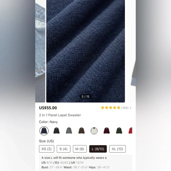 Commense 2 in 1 Panel Lapel Sweater in Navy 💙 - Picture 7 of 7